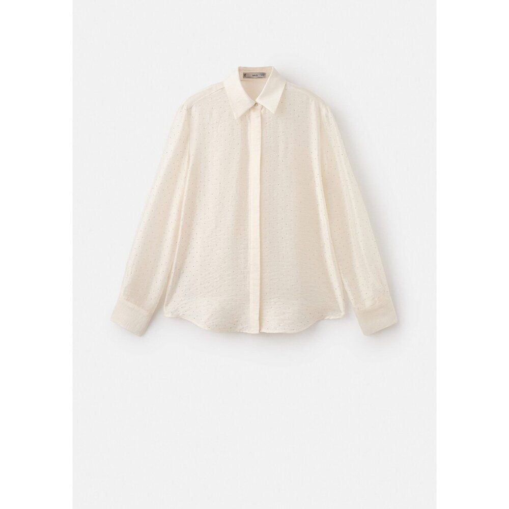 MANGO - Satin shirt with rhinestones beige - 4 - Woman